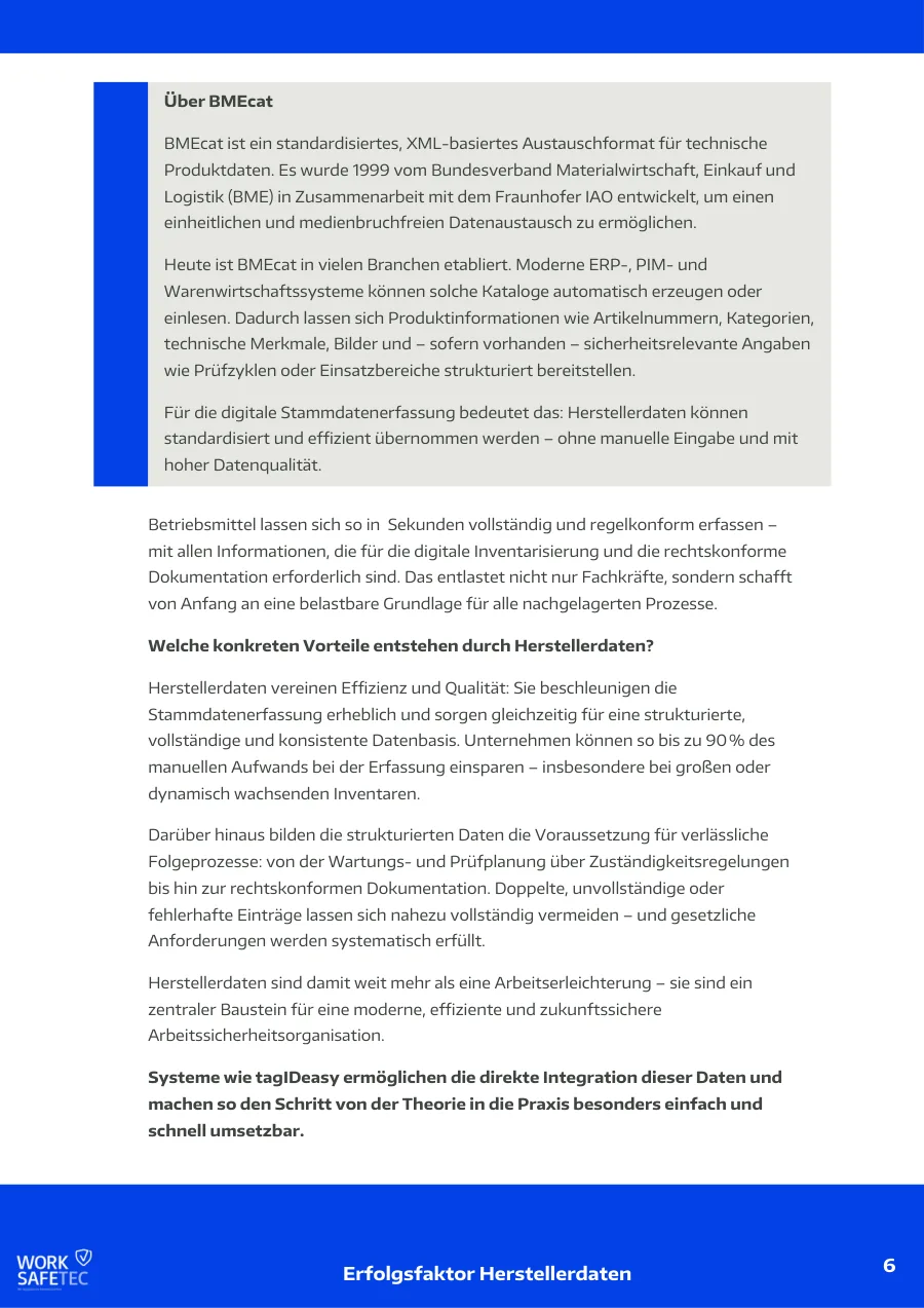 Seite 6 des Whitepapers: BMEcat und konkrete Vorteile